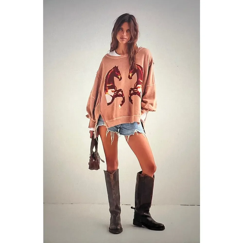 Free People graphic camden sweatshirt - Oversized XS (B20405) - Picture 2 of 10
